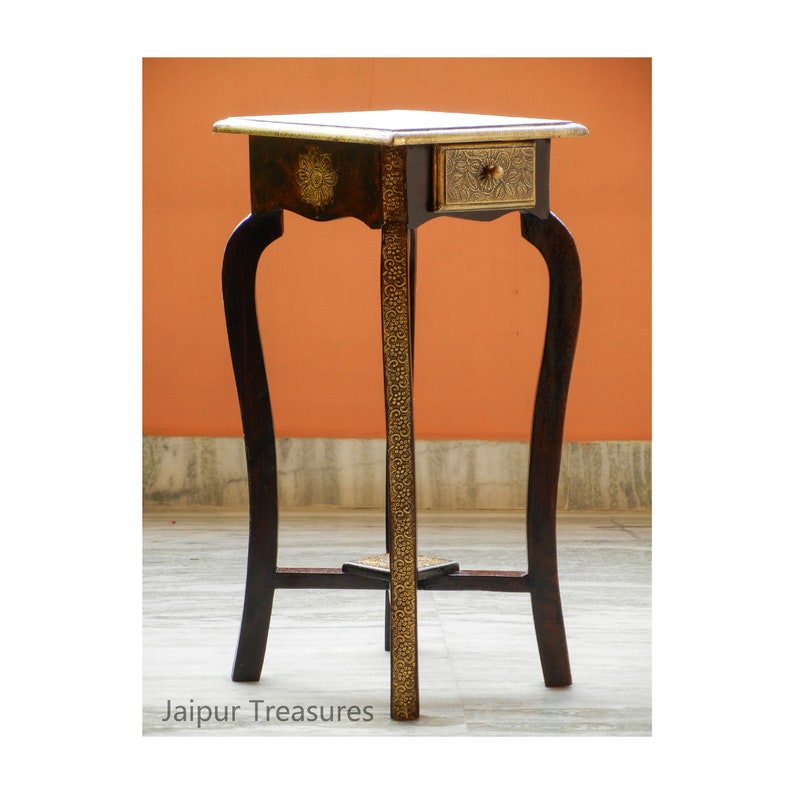Wooden & Brass Sheet Bedside Table Side Table End Table 1 Etsy