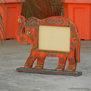Wooden Elephant Photo Frame, Photo Stand, Picture Frames, Indian Style, Handmade Hand Painted, Width 12 x Length 9.5 Inches image 6
