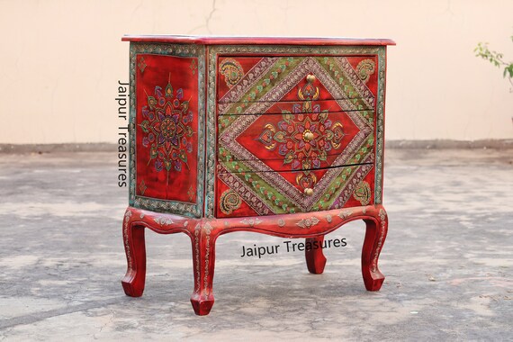 Console Table, Wooden Handmade, Console Table With Drawers, Hallway Table, Entryway Table, Chest Of Drawer, Indian Furniture, Painted Table