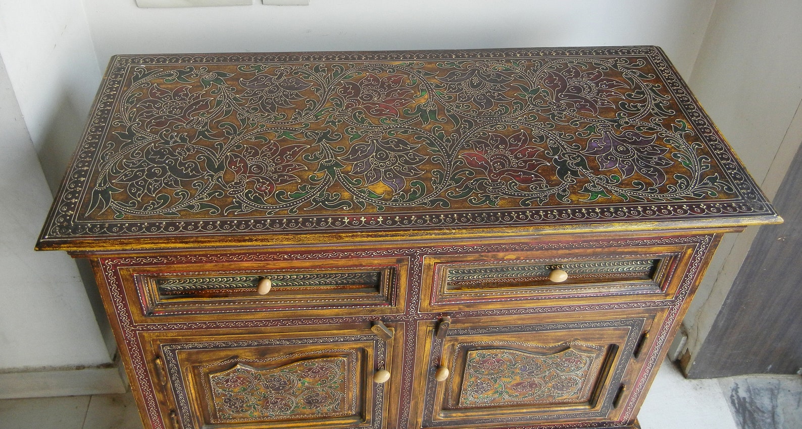 Wooden Console Table Painted Sideboard Storage Table - Etsy
