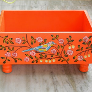 Wooden Painted Rectangle Fruit Basket, Fruit Plate, Punnet, Home Decor, Table Decor, Housewarming Gifts image 4