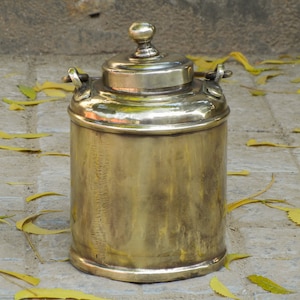 Old Vintage Brass Milk Can, Bottle, Storage Box, Canister, Antique