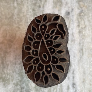 Old Vintage Indian Wooden & Brass Block, Hand Carved Wooden Stamps, Textile Block Printing, Henna Design