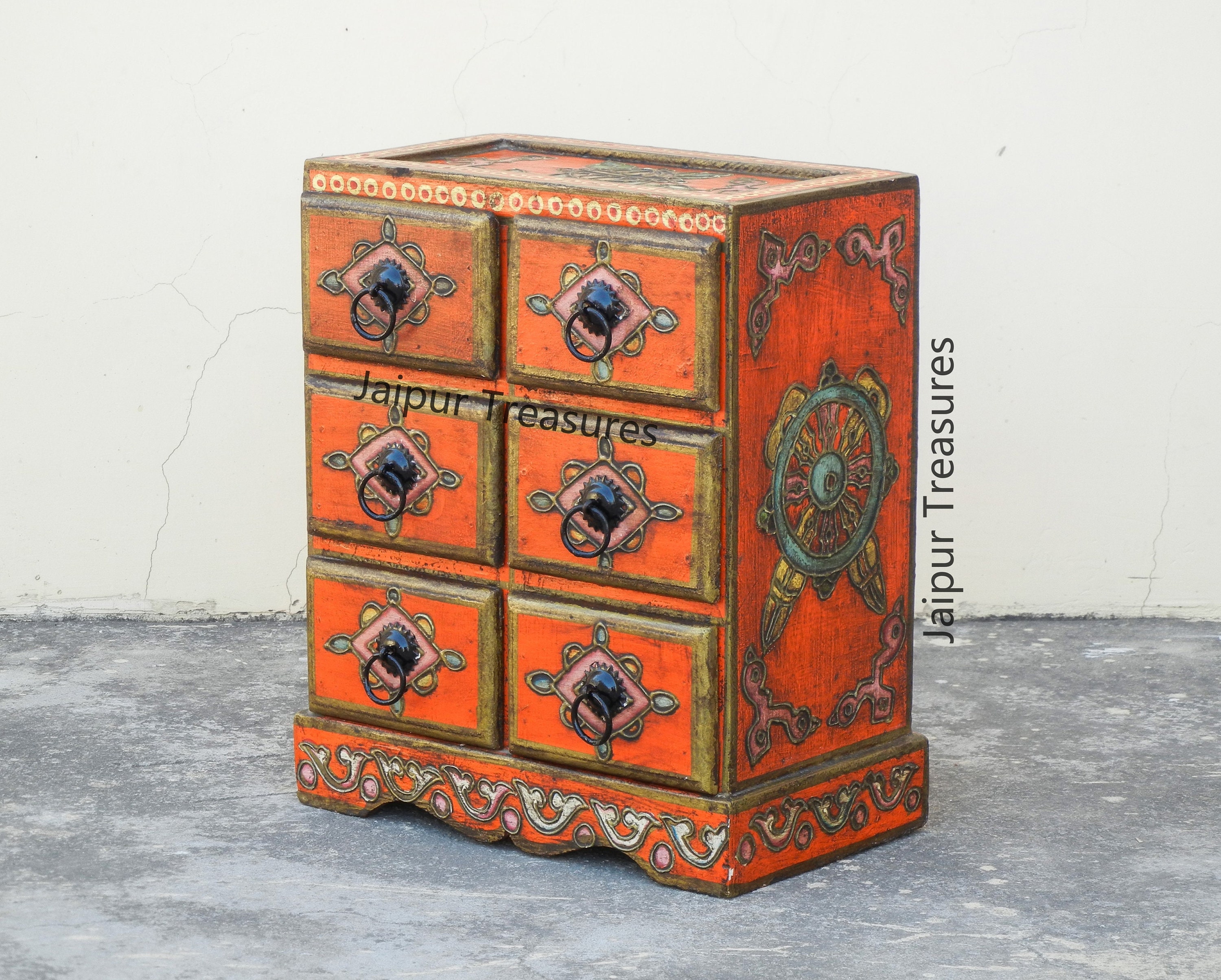 Wooden Small 6 Chest of Drawer Desk Organizer Handmade Hand Etsy