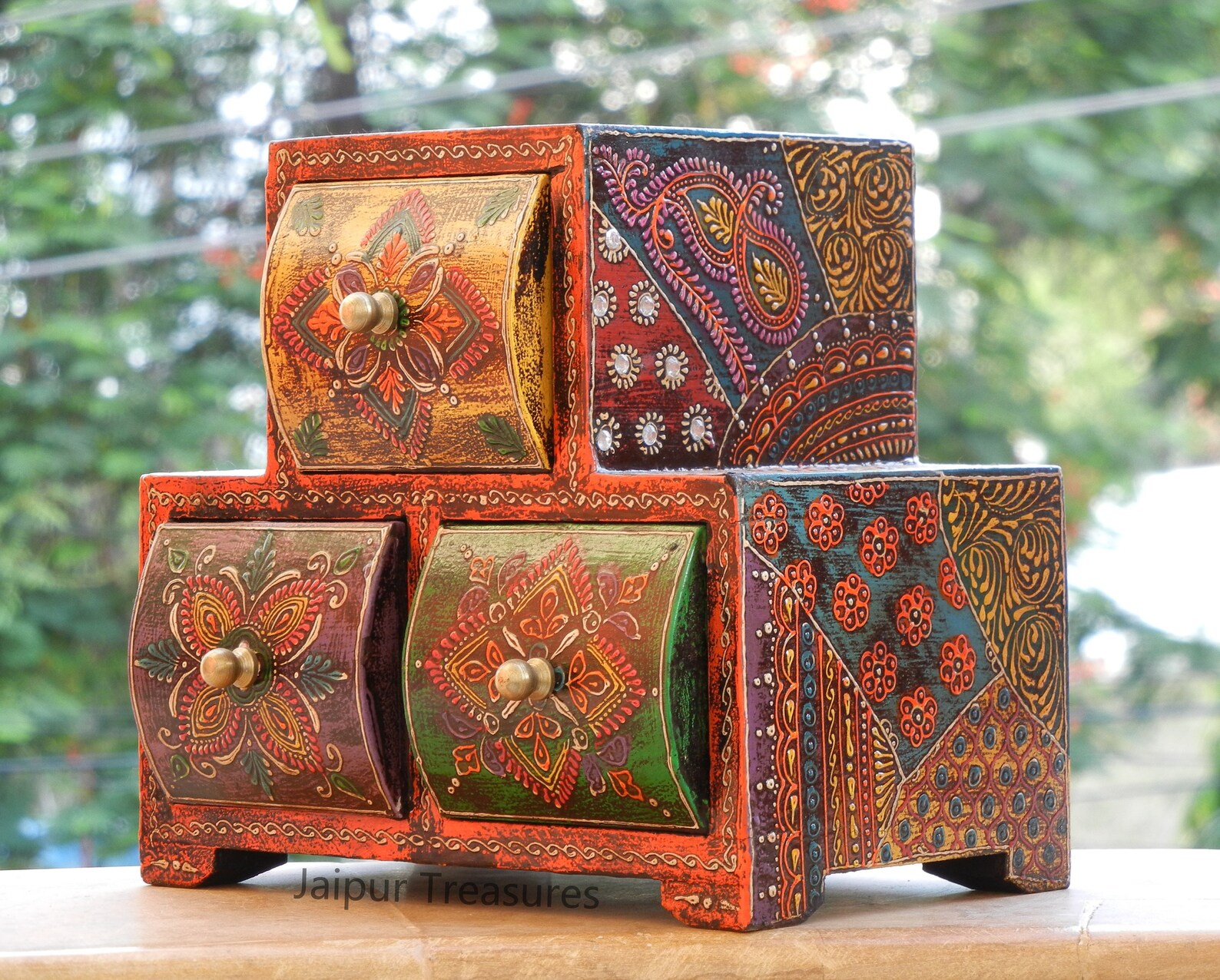 Wooden Small 3 Chest of Drawer Desk Organizer Handmade Hand Etsy