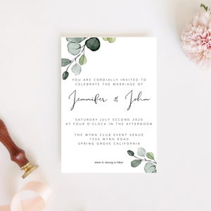 Wedding Invitation, Floral Wedding Invitation Template, Watercolor Floral Invitation, Floral Wedding Invitation