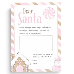 Druckbarer Brief an Santa, Santa Letter DIY, Kinderweihnachtsliste, bearbeitbare Weihnachtswunschliste, Print at Home