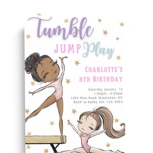 Gymnastics Birthday Invitation, Gymnastics Party Invitation, Gymnastics Birthday Party, Gymnastics, Gymnastics Invitation, Gymnastics Invite