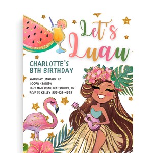 Editable Hawaiian Birthday Invitation for a Girl, Aloha Birthday Invitation, 1Summer Birthday, Printable Instant Download