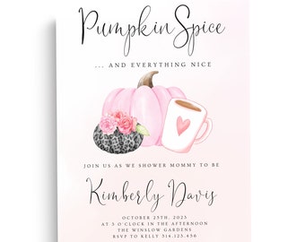 Baby Shower Invitation, Fall Baby Shower Invitation, Baby Girl, Pumpkin Spice Baby Shower, Pumpkin Baby Shower Invitation, Cozy Fall