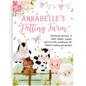Magische Streichelfarm, Streichelzoo Einladung, Streichelzoo Einladung Vorlage, Bauernhof Tiere Bearbeitbare Einladungen, Streichelzoo Download