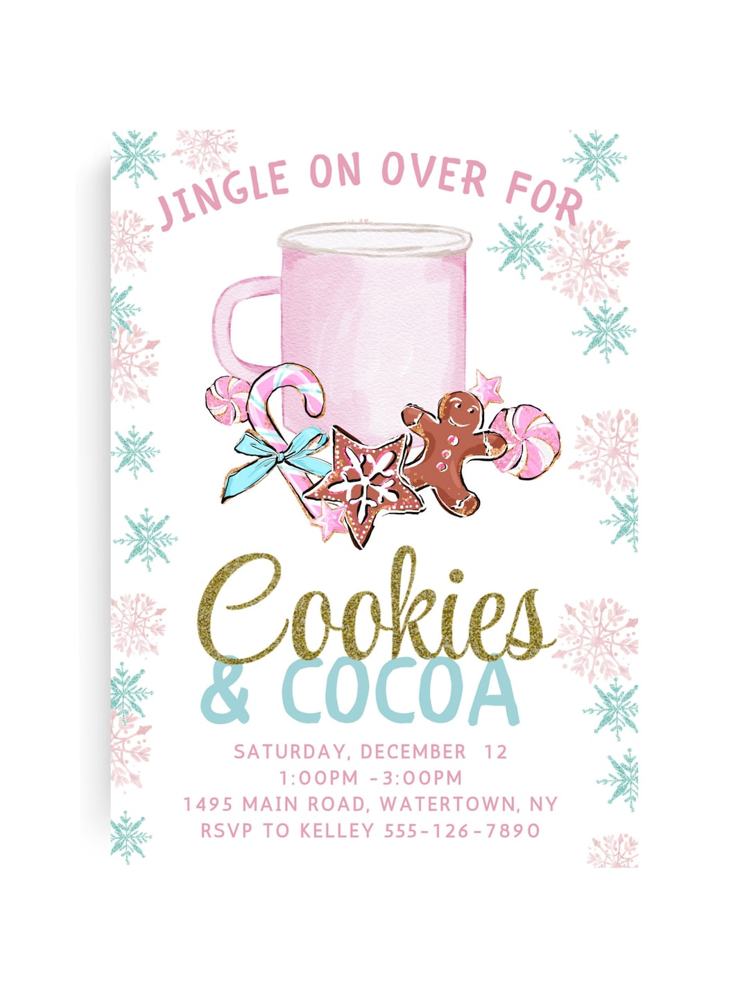 Cookies and Cocoa Birthday Invitation, Editable Cocoa and Cookies Party ...