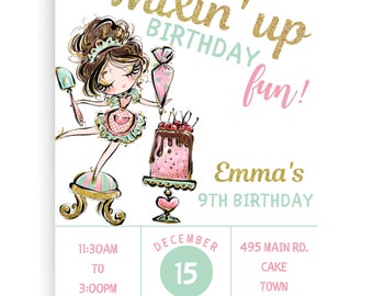Cupcake decorating birthday Invitation, Cupcake Party, Digital File, Printable, Custom, Cupcake Party Invite, Cake decorating Party