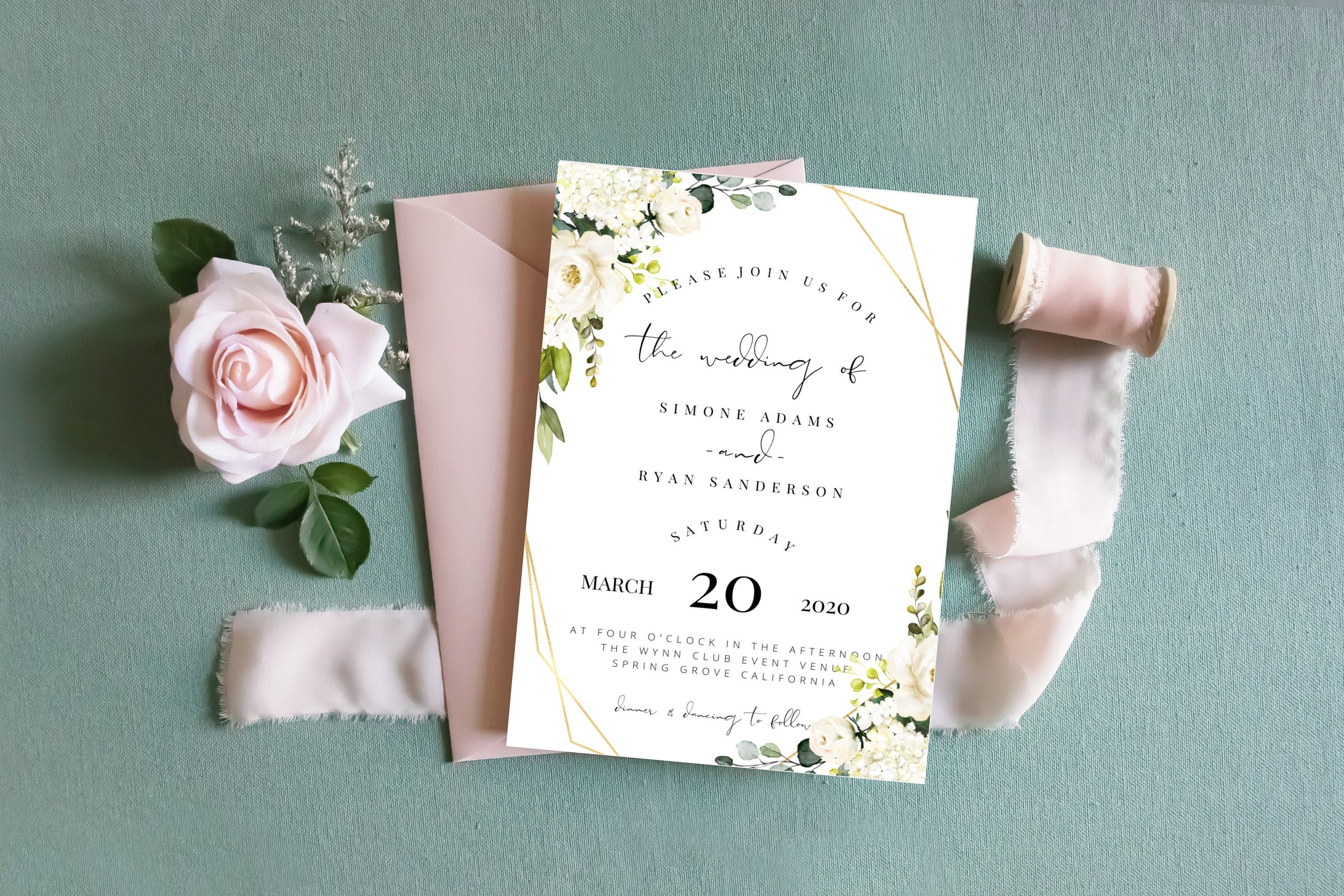 Wedding Invitation Floral Wedding Invitation Template - Etsy UK