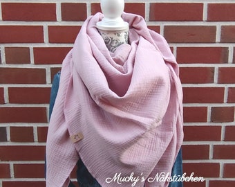 XXL muslin cloth scarf in old pink approx. 135 x 135 cm