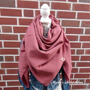 XXL muslin cloth scarf in rust terracotta red approx. 135 x 135 cm