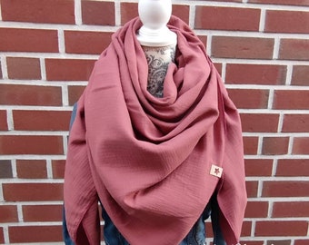 XXL muslin cloth scarf in rust terracotta red approx. 135 x 135 cm