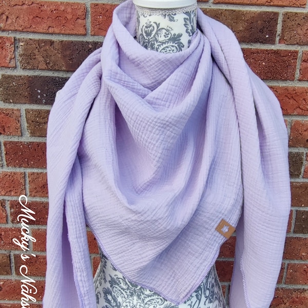 XXL muslin cloth scarf for women in lilac triangular