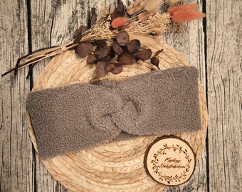 Knot headband Teddy Curly plush light brown