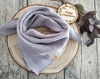 Scarf Muslin scarf for babies and toddlers in grey 50 x 50 cm from 5 months to 4 years wearable