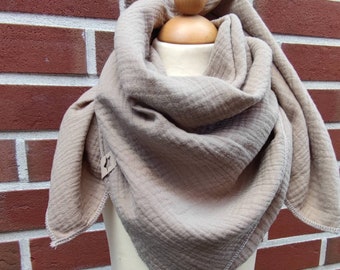 Muslin scarf in beige camel sand 70 x 70 cm from 4 years also for adults