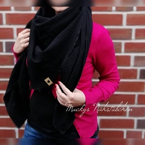 XXL muslin cloth scarf in black approx. 135 x 135 cm