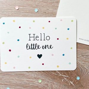 Karte zur Geburt, Hello little one, Unisex,Glückwunschkarte,Punkte,Geburt,Babykarte,Geburtskarte,mit Briefumschlag,Grußkarte,Geschenkkarte