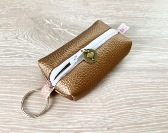 Porte-clés, sac, bronze, simili cuir, étui à clés, mini porte-monnaie, petit porte-monnaie, sac, sac à clés, cadeau, coeur