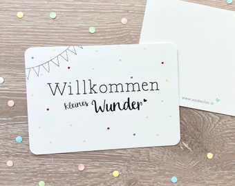 Karte zur Geburt, Willkommen kleines Wunder, Unisex,Glückwunschkarte Geburt,Babykarte,Geburtskarte,mit Briefumschlag,Grußkarte,Geschenkkarte