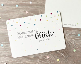 Karte zur Geburt, Glück Spruch,Unisex,Glückwunschkarte,Punkte,Geburt,Babykarte,Geburtskarte,mit Briefumschlag,Grußkarte,Geschenkkarte