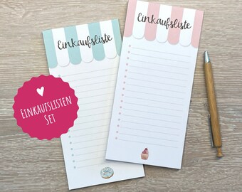 Notepad SET, shopping list, donut, cupcake, pad, pads, shopping list, to-do list, memo, planner, DIN long, gift, muffin, pink, mint