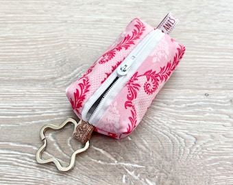 Porte-clés, sac, étui à clés, mini porte-monnaie, petit porte-monnaie, sac, pochette à clés, cadeau, rose, ornements, toile cirée