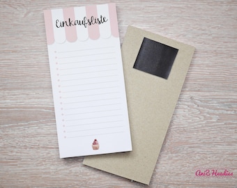 Notepad with magnet, shopping list, pad, meal planner, shopping list, to-do list, planner, DIN long, 50 sheets, gift, pink, memo pad