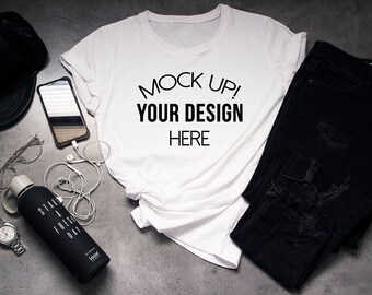 Download White Bella Canvas Mockup Flat Mock Up Shirt Mockup T Shirt Template T Shirt Mockup White T Shirt Mockup Commercial Use Jpeg Free Psd Logo Mockup Templates