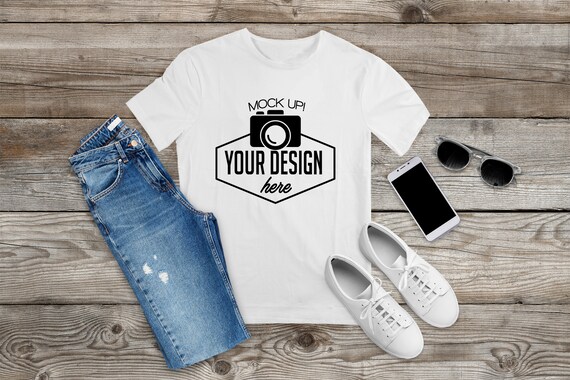 Bella Canvas 3001 White Tshirt Mockup Unisex Mock Up Flat Lay Etsy