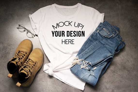 Download White Bella Canvas Mockup Flat Mock Up Shirt Mockup T Shirt Etsy