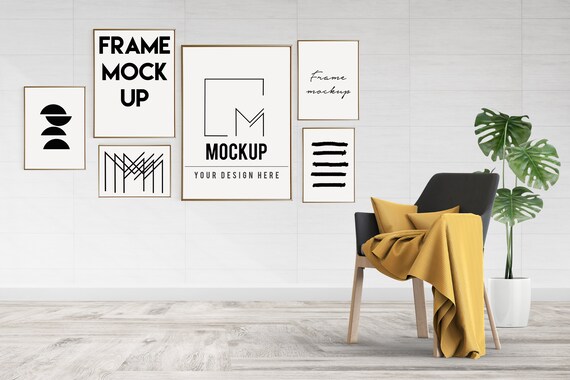 Download Wall Art Mockup Yellow Interior Mockup Poster Mockup Canvas Etsy