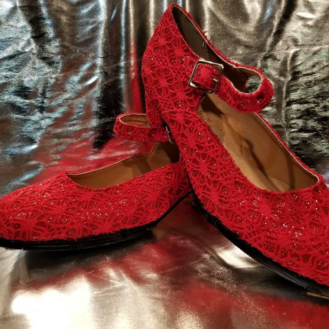 Escalera Pertenece Por nombre Ballet Folklorico Dancing Shoes Red Lace Glitter - Etsy