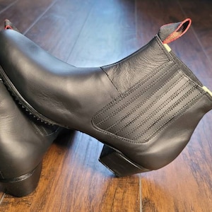 Botin Negro de Piel de Color Negro para Baile Folklorico para Hombre