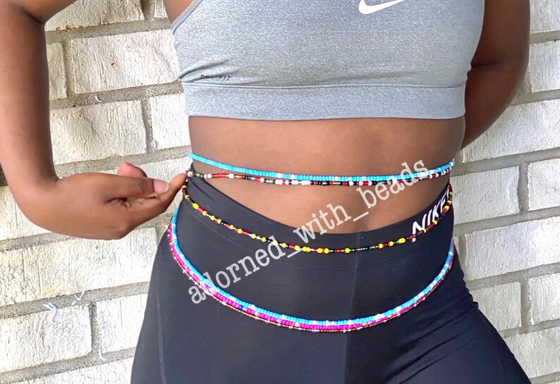 African Tie On Waistbeads jigida beads waistbeads for weightloss Belly chains African Waist Beads plus size WaistBeads stomach beads