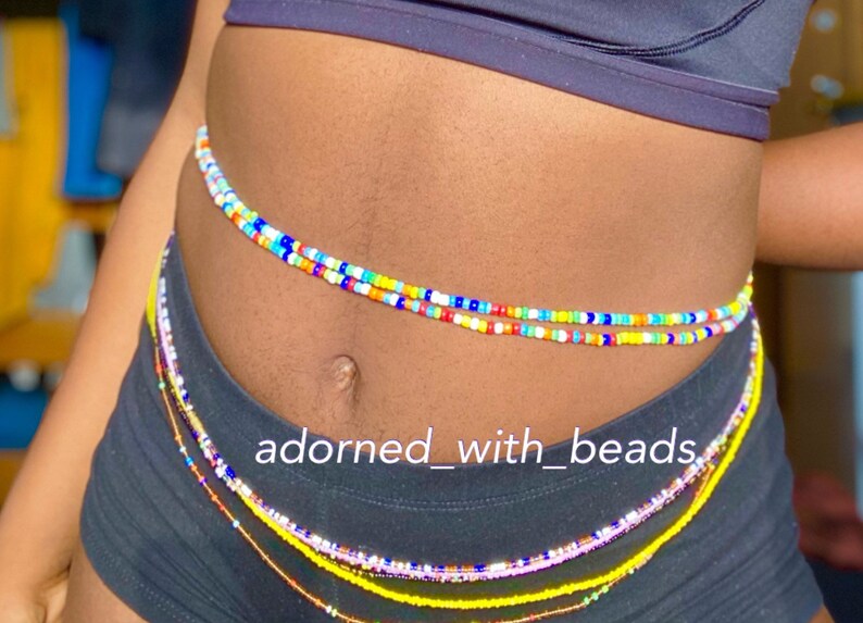 African Tie On Waistbeads jigida beads waistbeads for weightloss Belly chains African Waist Beads plus size WaistBeads stomach beads