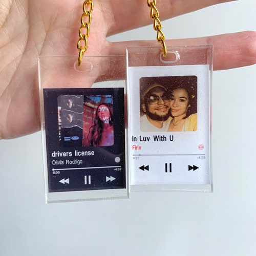 Personalized Resin Music Keychains Itunes Song Keychains Etsy