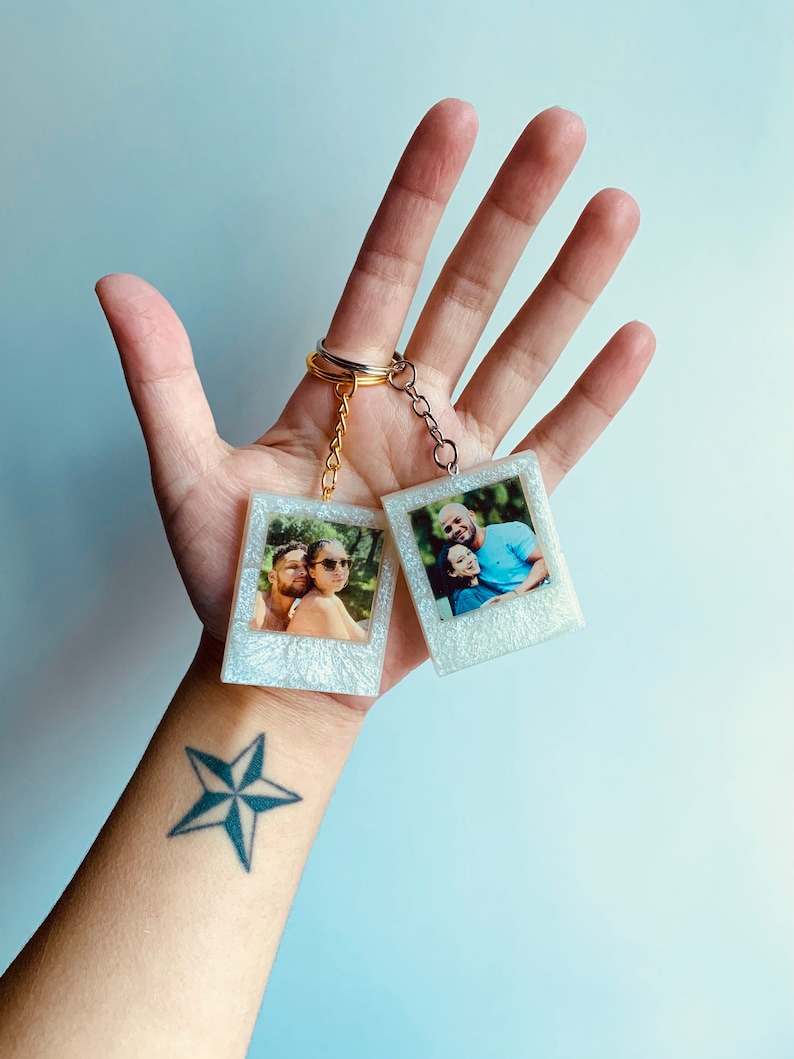 Polaroid Keychains Resin Polaroid Keychains Personalized Etsy