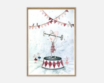 Affiches | souris musculaire | Image affiche chambre d'enfant affiche chambre d'enfant affiche animal souris cadeau garçon affiche cadeau de Noël affiche enfant