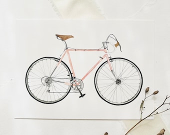 Postkarte A6 | Bicycle Love | Karte Fahrrad Postkarte Fahrrad Geschenk Bild Fahrrad Rennrad Karte Blumen Geburtstagskarte