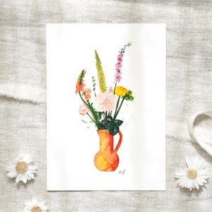 Postal Flores de acuarela | Ramo de primavera | Tarjeta postal A6 Tarjeta de cumpleaños de postal botánica