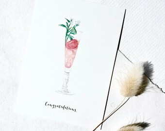 Ansichtkaart | Cocktail | Ansichtkaart A6 kaart ansichtkaart verjaardag verjaardagskaart kaart verjaardag cocktailkaart gin