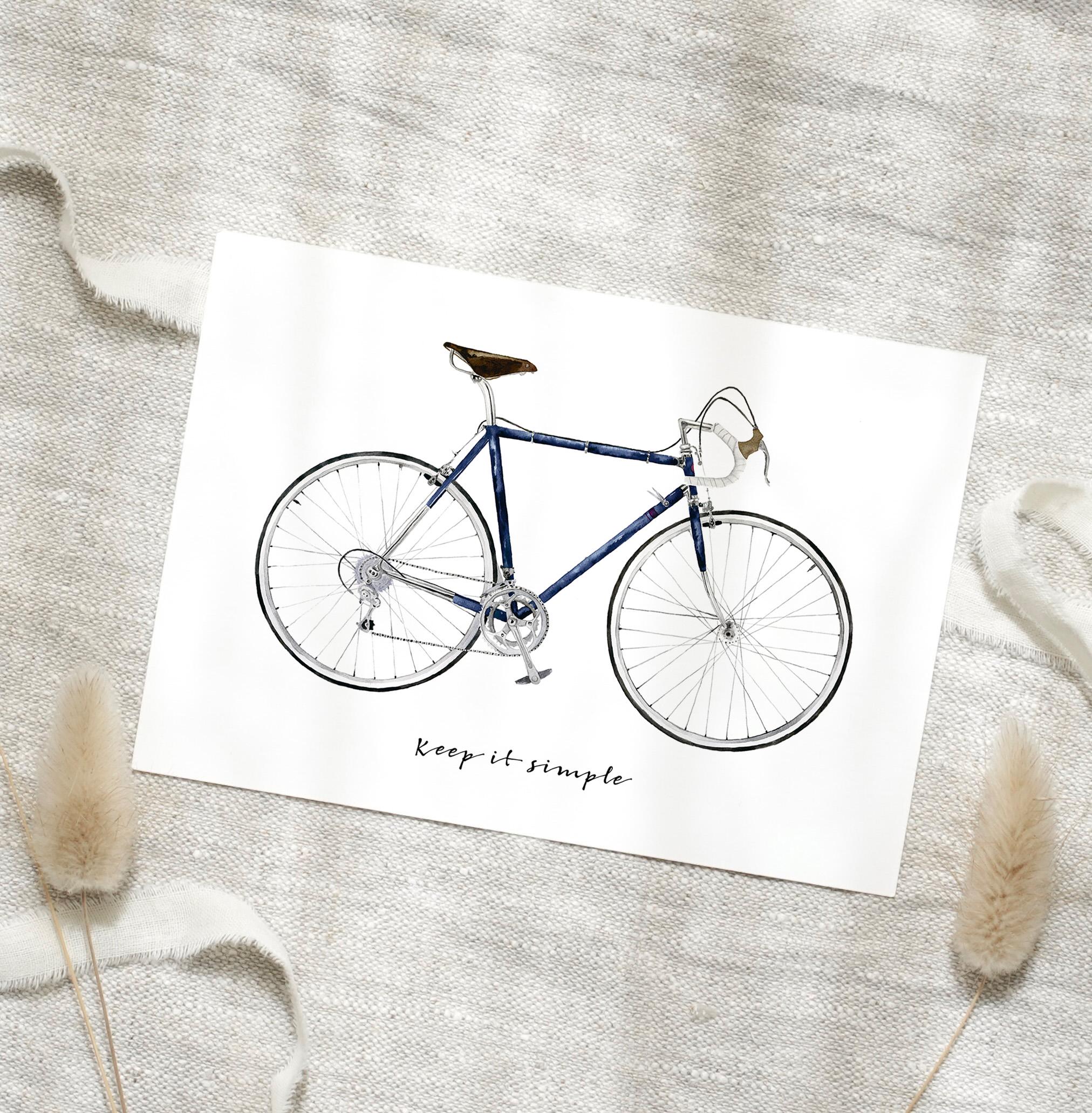 Postcard A6 | Keep it simple | Card Bicycle Postcard Bicycle Gift Picture Bicycle Flower Card Card Flowers Birthday Card Racing Bike