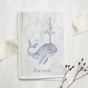 Carte de baptême | baleine | Carte de baptême carte de baptême garçon carte de baptême fille cadeau de baptême carte de baptême aquarelle avec enveloppe