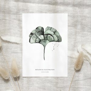 Fleurs d’aquarelle de carte postale | Ginkgo | Carte postale A6 Carte postale botanique Anniversaire Carte florale Photo Plantes